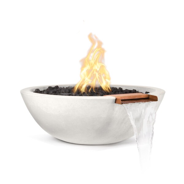 The Outdoor Plus 33 Round Sedona Fire & Water Bowl - GFRC Concrete - White - Match Lit - Liquid Propane OPT-33RFW-LIM-LP - main